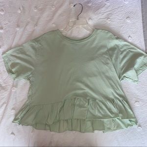 GREEN FRILLY SEMI CROP TOP